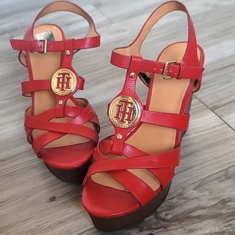 Tommy Hilfiger Red Wedges Size 10